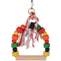 Trixie Bowed Bird Swing With Wood Coloured Blocks - 13x19cm
