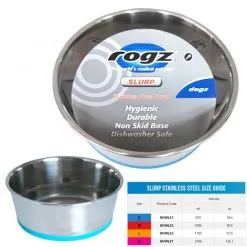Rogz Bowl Stainless Steel Dog Xlarge Blue 3700ml