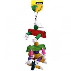 Avi One Parrot Toy With Coloured Wood, Rope & Cyclone Bell - 43cm - Large -Outlet Bird Food Store 9325136107159A 2