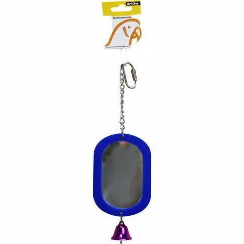 Avi One Parrot Toy Acrylic Oval Mirror With Bell 5 Avi One Parrot Toy Acrylic Oval Mirror With Bell - Image 3