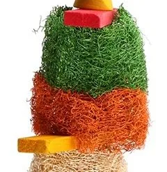 Avi One Loofah Discs With Planks Parrot Toy - 11cm X 30cm