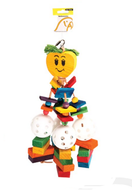 Avi One Parrot Toy Wooden Apple With Blocks & Plastic Balls - 18x42cm 3 Avi One Parrot Toy Wooden Apple With Blocks & Plastic Balls - 18x42cm