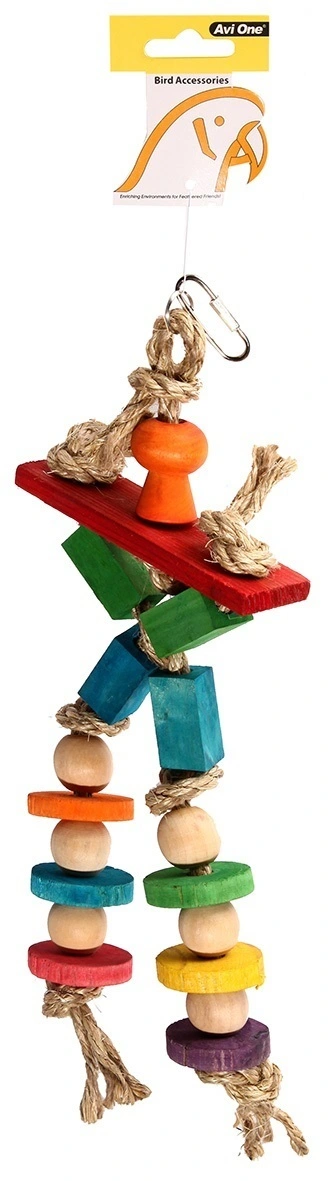 Avi One Wooden Cross With Sisal Parrot Toy - 12cm X 35cm 5 Avi One Wooden Cross With Sisal Parrot Toy - 12cm X 35cm - Image 3