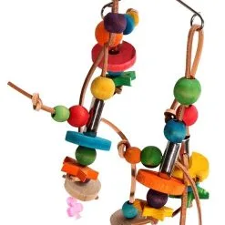 Avi One Parrot Toy Wooden Beads With Leather - 20x31cm 7 Avi One Parrot Toy Wooden Beads With Leather - 20x31cm -Outlet Bird Food Store 9325136149258A 2