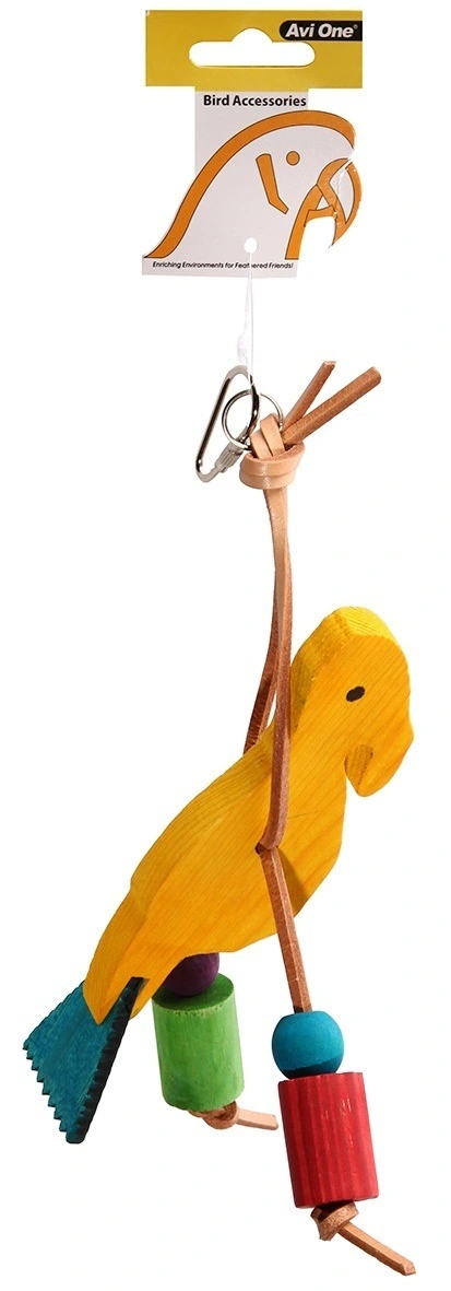 Avi One Wooden Bird With Leather Parrot Toy - 18cm X 22cm 5 Avi One Wooden Bird With Leather Parrot Toy - 18cm X 22cm - Image 3