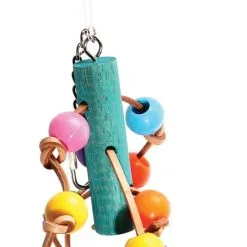 Avi One Leather With Acrylic Beads Parrot Toy - 11cm X 30cm