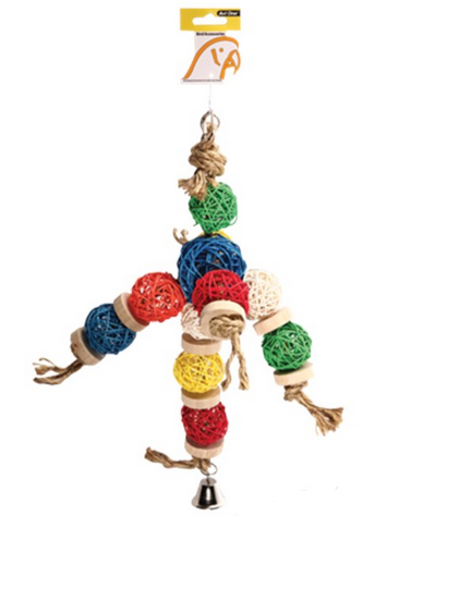 Avi One Parrot Toy Wicker Balls With Rings - 26x43cm 4 Avi One Parrot Toy Wicker Balls With Rings - 26x43cm - Image 2