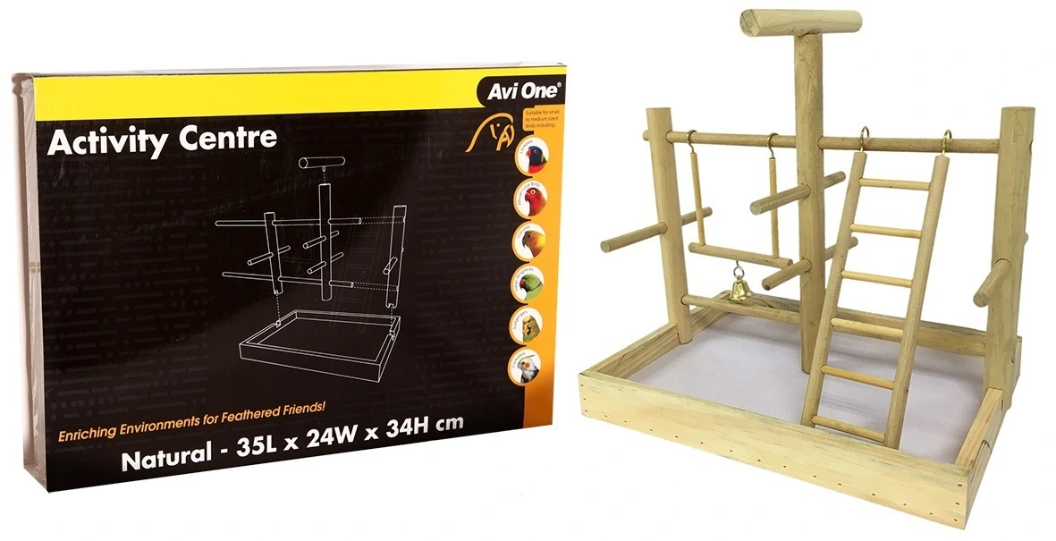 Avi One Bird Toy Activity Centre Natural Wood - 35x24x34cm 4 Avi One Bird Toy Activity Centre Natural Wood - 35x24x34cm - Image 2