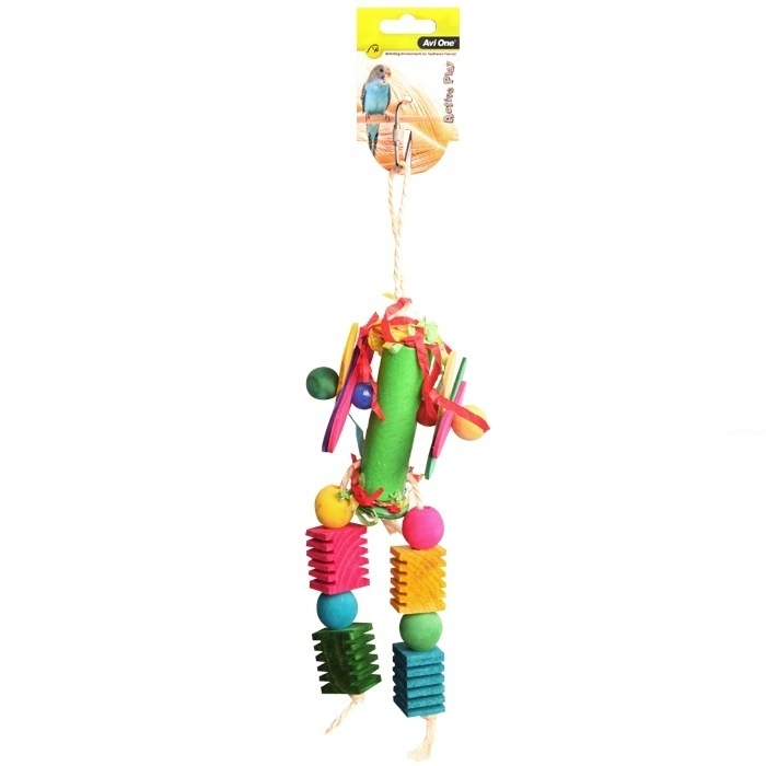 Avi One Bird Toy Paper Roll With Wooden And Plastic Beads - 32cm 4 Avi One Bird Toy Paper Roll With Wooden And Plastic Beads - 32cm - Image 2