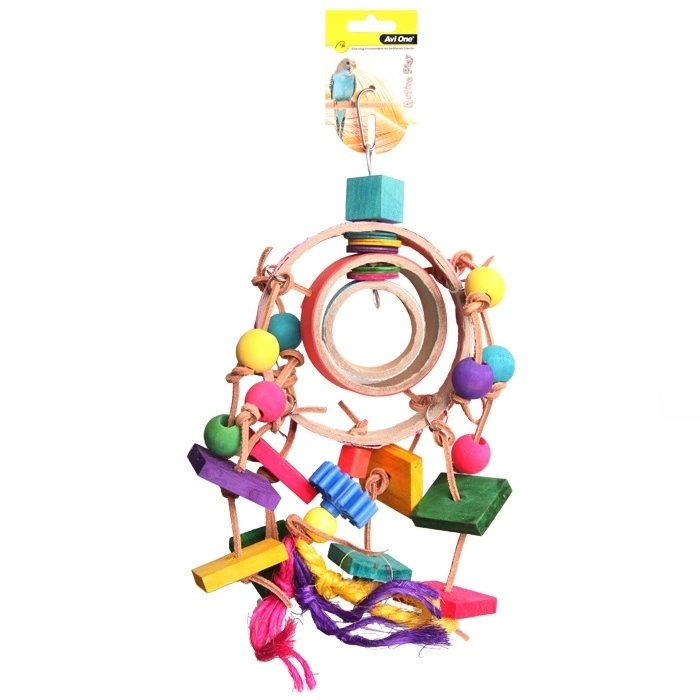 Avi One Bird Toy Dream Catcher With Wooden And Plastic Beads And Disc - 34cm 3 Avi One Bird Toy Dream Catcher With Wooden And Plastic Beads And Disc - 34cm