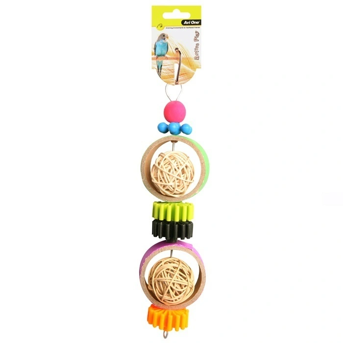 Avi One Bird Toy Rattan Balls With Plastic Disc - 27cm 5 Avi One Bird Toy Rattan Balls With Plastic Disc - 27cm - Image 3
