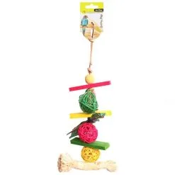Avi One Bird Toy Rattan Balls With Raffia Wooden Beads - 34cm 7 Avi One Bird Toy Rattan Balls With Raffia Wooden Beads - 34cm -Outlet Bird Food Store 9325136161830A 2