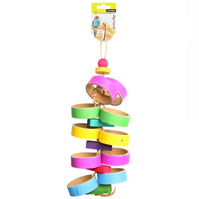 Avi One Bird Toy Paper Rings With Wooden Beads - 43cm 4 Avi One Bird Toy Paper Rings With Wooden Beads - 43cm - Image 2
