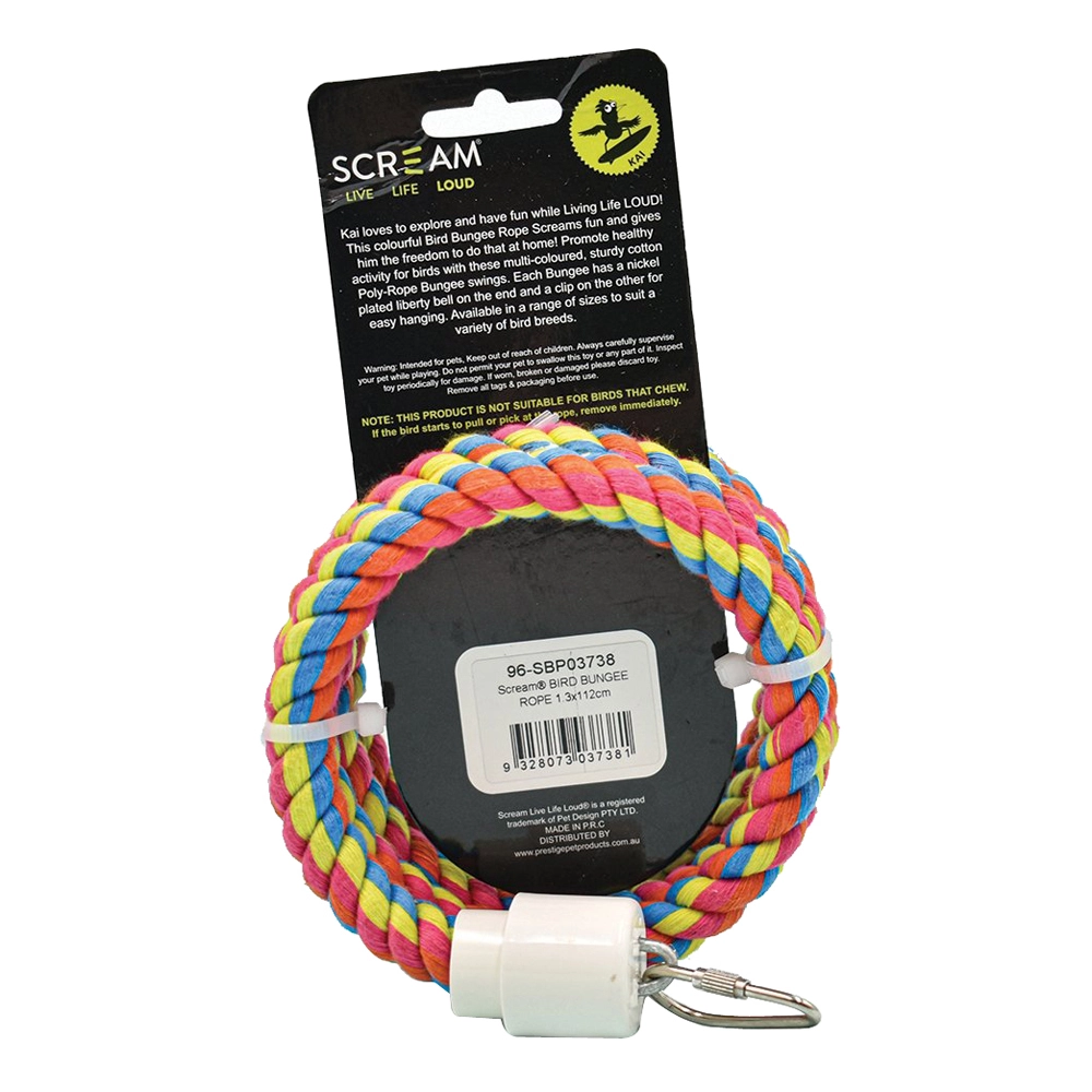 Scream Bird Bungee Rope Sturdy Cotton Bird Toy Multicolour Small 5 Scream Bird Bungee Rope Sturdy Cotton Bird Toy Multicolour Small - Image 3