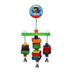 Cheeky Bird Hanging Tri-Bell Wooden Bird Toy Medium