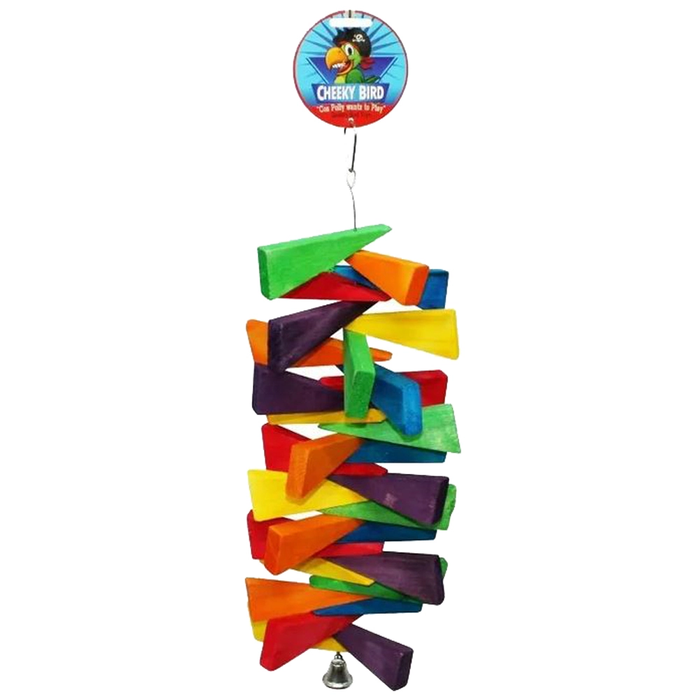 Cheeky Bird Triangle Spiral Coloured Wooden Bird Toy 3 Cheeky Bird Triangle Spiral Coloured Wooden Bird Toy