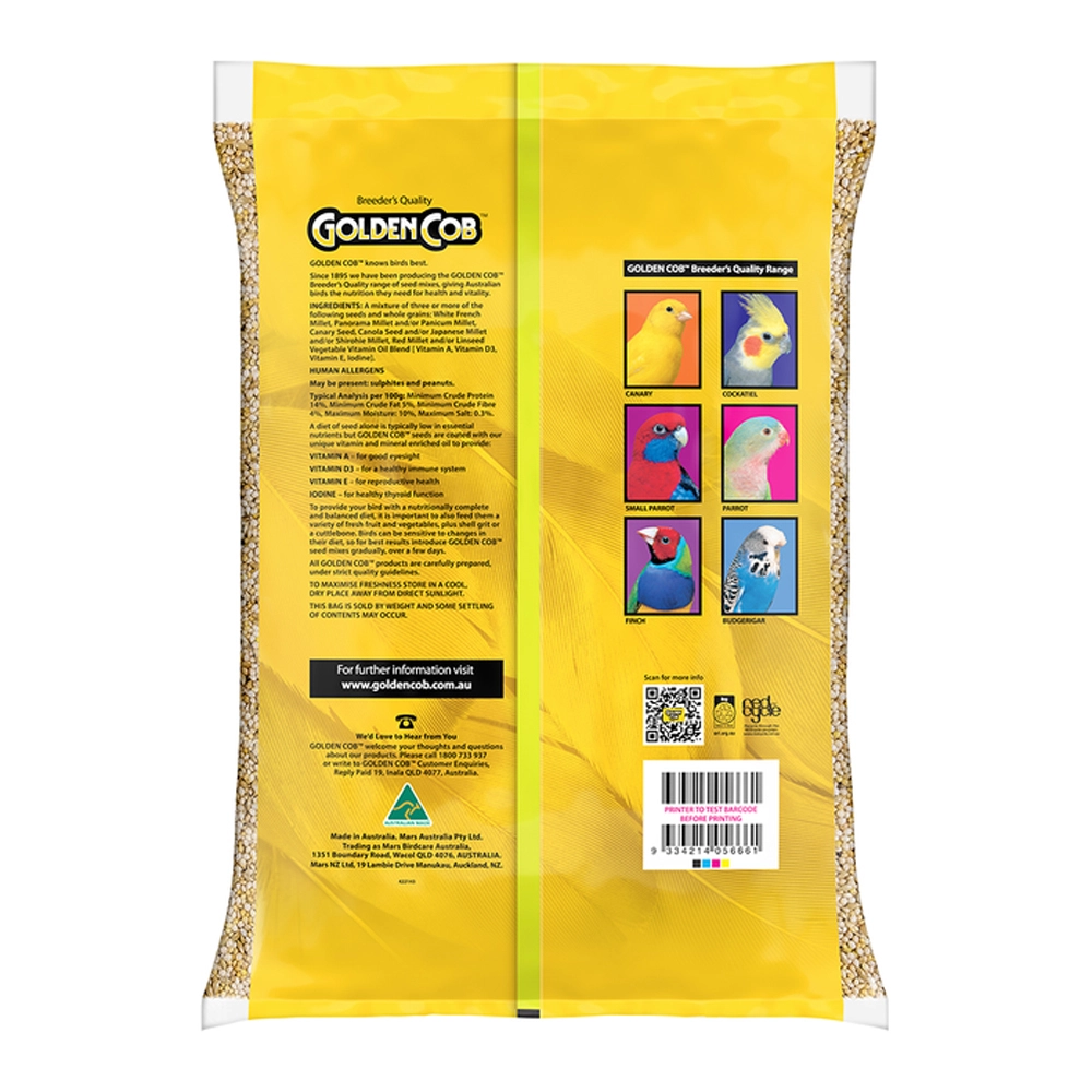 Golden Cob Finch Mix Nutritious Feed Supplement For Birds 10kg 4 Golden Cob Finch Mix Nutritious Feed Supplement For Birds 10kg - Image 2