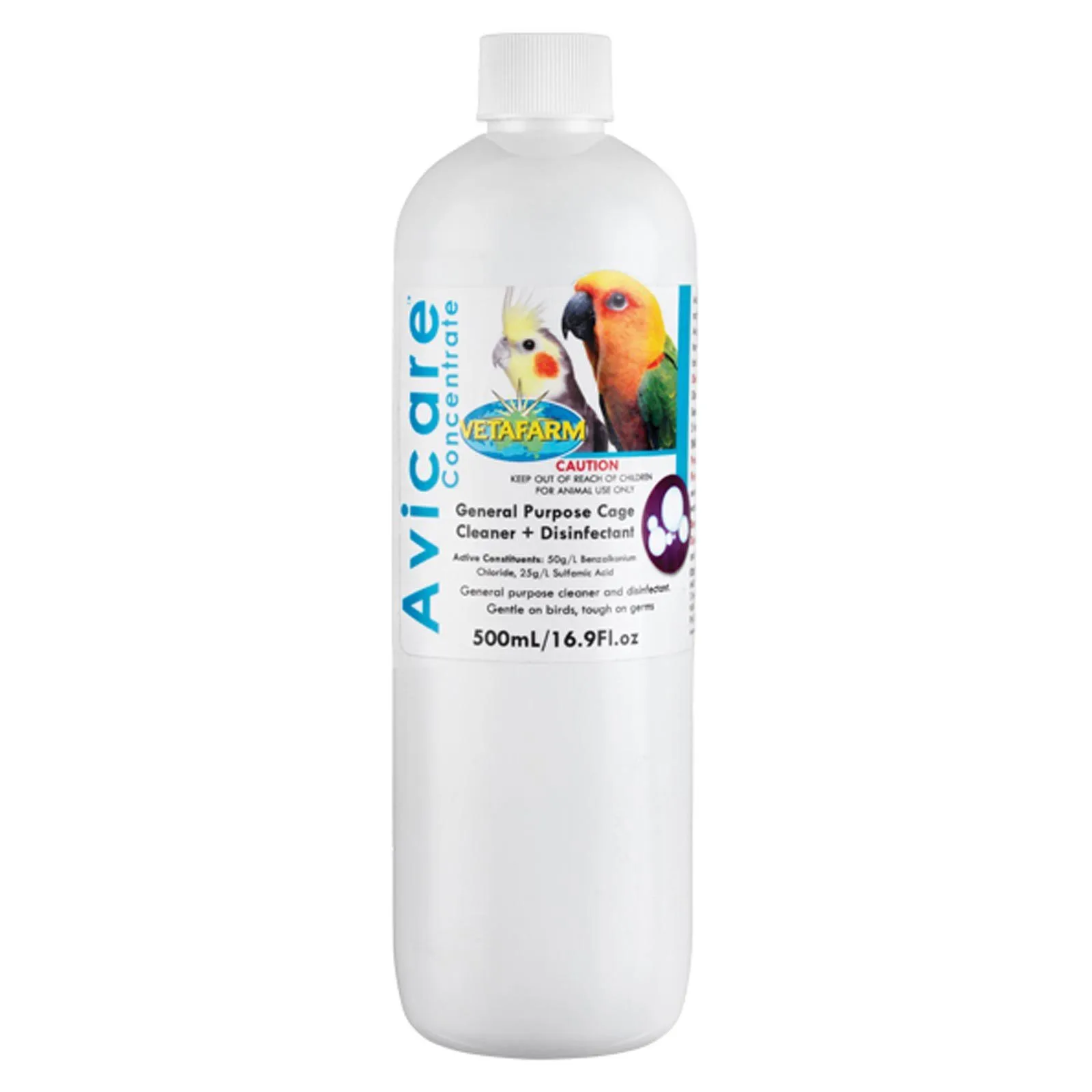 Vetafarm Avicare Concentrate Bird Cage Cleaner & Disinfectant 500ml 3 Vetafarm Avicare Concentrate Bird Cage Cleaner & Disinfectant 500ml