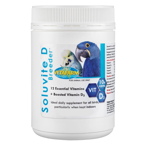 Vetafarm Soluvite D Breeder Vitamin Supplement For Birds 500g 3 Vetafarm Soluvite D Breeder Vitamin Supplement For Birds 500g