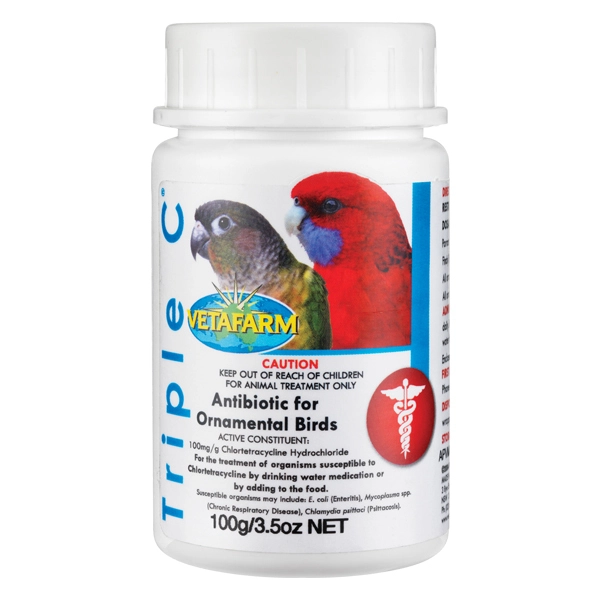 Vetafarm Triple C Broad Spectrum Antibiotic For Ornamental Birds 100g 3 Vetafarm Triple C Broad Spectrum Antibiotic For Ornamental Birds 100g