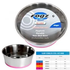 Rogz Bowl Stainless Steel Dog Small Pink 550ml